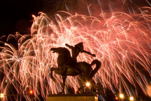 Horse statue fireworks